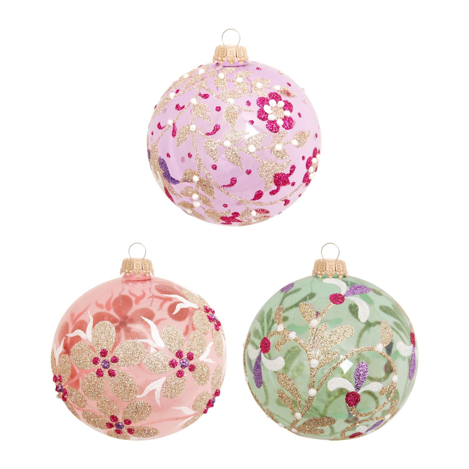 Weihnachtskugeln Blumen Pastell Mehrfarbig 8cm
