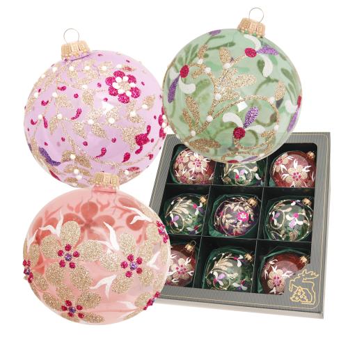 Weihnachtskugeln Blumen Pastell mehrfarbig 8cm
