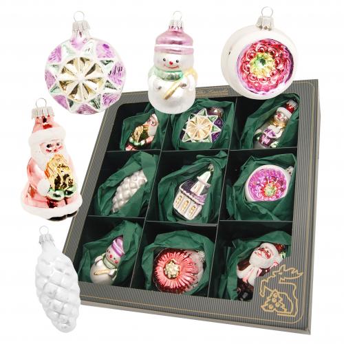 Baumschmuck Figuren und Formen Pastell Silberfarbig 9cm