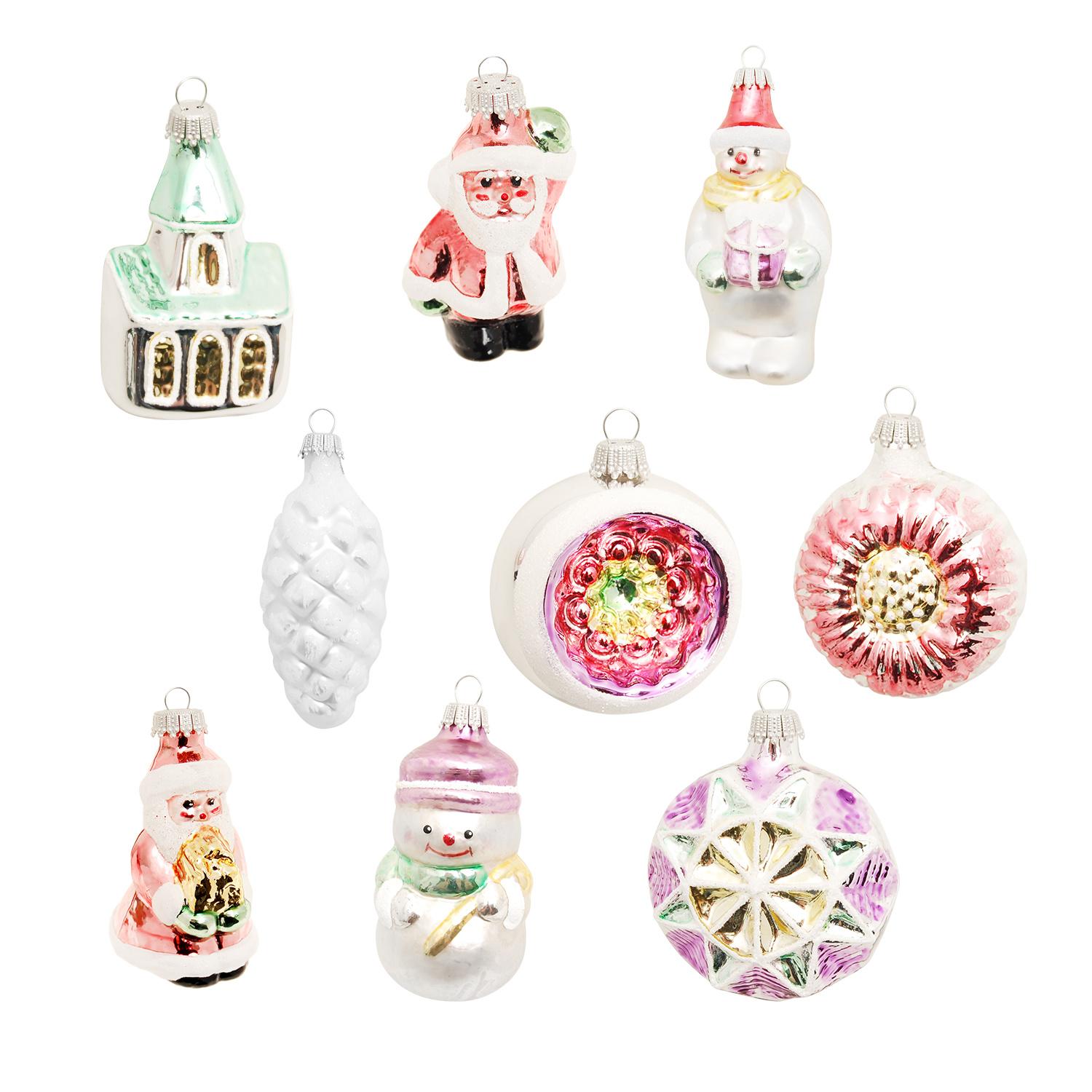Baumschmuck Figuren und Formen Pastell Silberfarbig 9cm