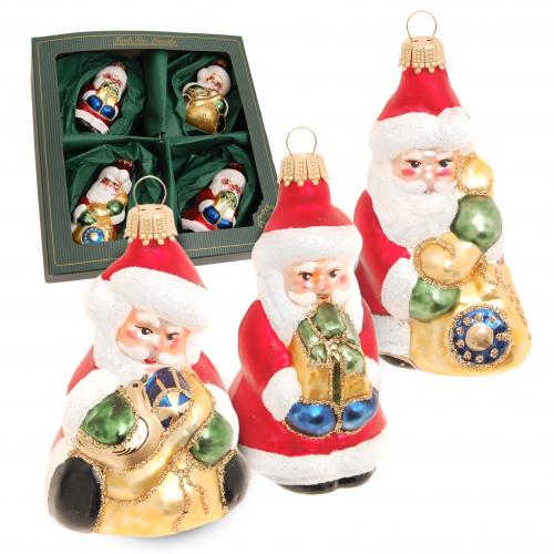 Glasfiguren-Set Santas (Weihnachtsnacht), Multicolor, 4-teilig, 8-9cm