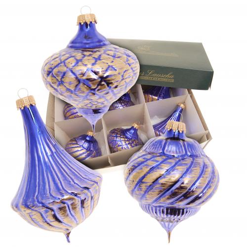 Glasfigurensortiment Barock Royal Blau/Gold Glanz (Barocke Weihnacht), 6-teilig, 11-13cm