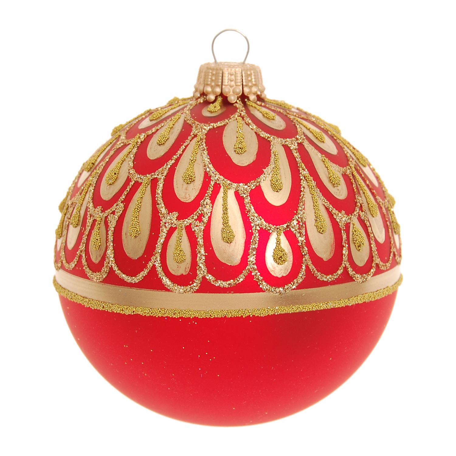 Weihnachtskugeln Goldregen Rot 8cm