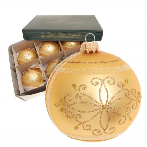 Weihnachtskugeln Barock Blume Goldfarbig 8cm