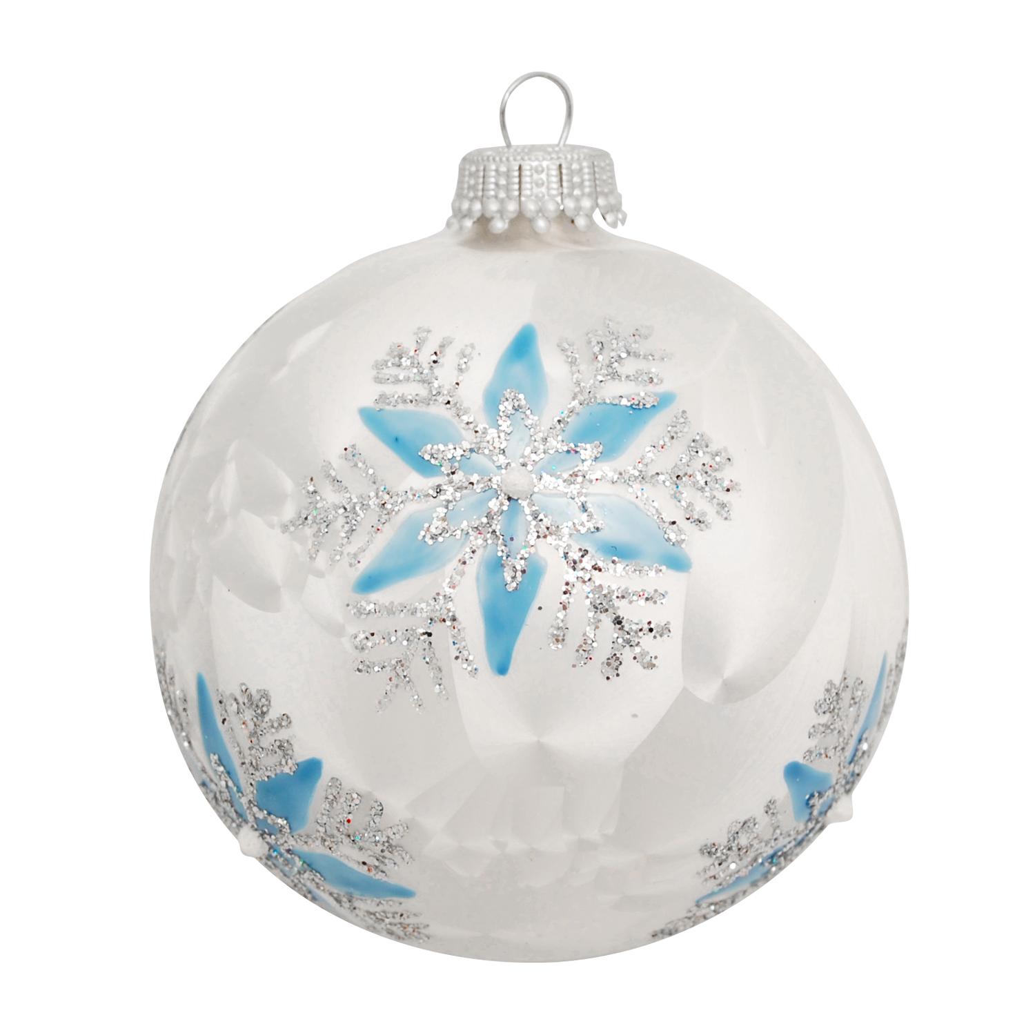 Weihnachtskugeln Eisblume Wei� 8cm