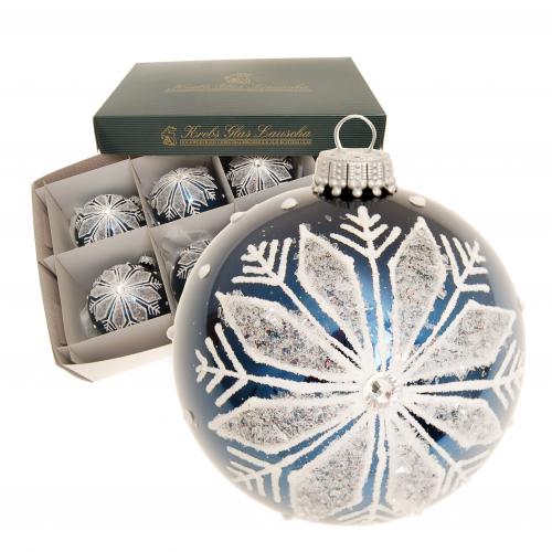 Weihnachtskugeln Schneeflocke mit Strass Blau 8cm