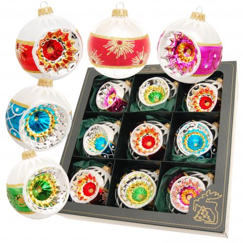 Weihnachtskugeln Reflex Retro mehrfarbig 8cm