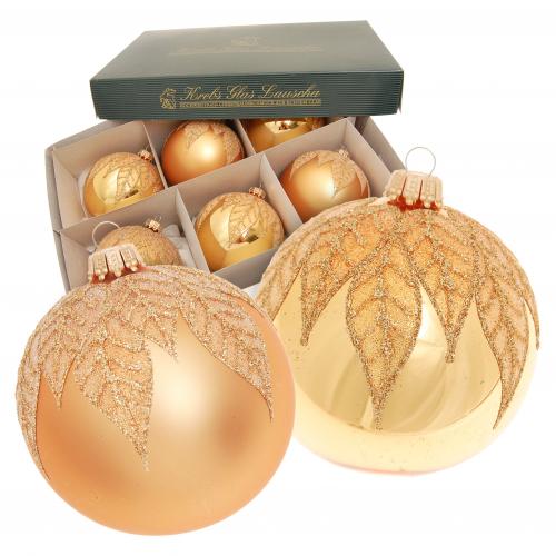 Weihnachtskugeln Goldene Bltter Goldfarbig 8cm