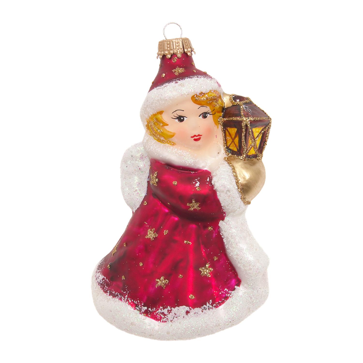 Baumschmuck Engel mit Laterne Rot 15cm