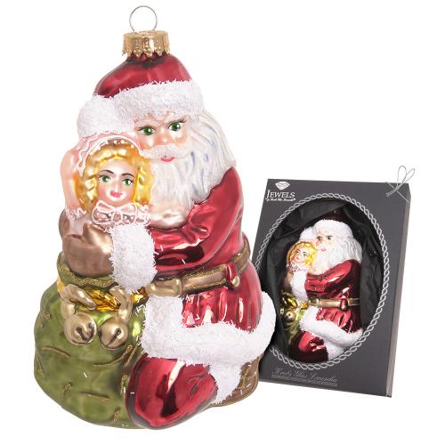 Santa kniend mit Kind auf dem Arm, multicolor, 12cm