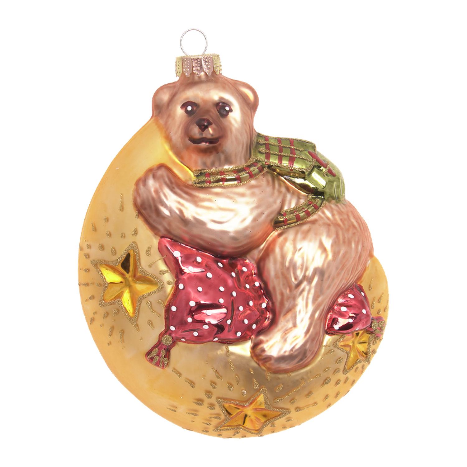 Baumschmuck B�r auf Mond Mehrfarbig 15cm