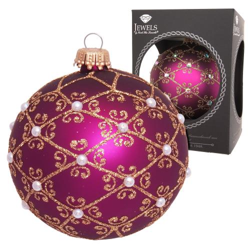 Weihnachtskugel Perlen violett 8cm