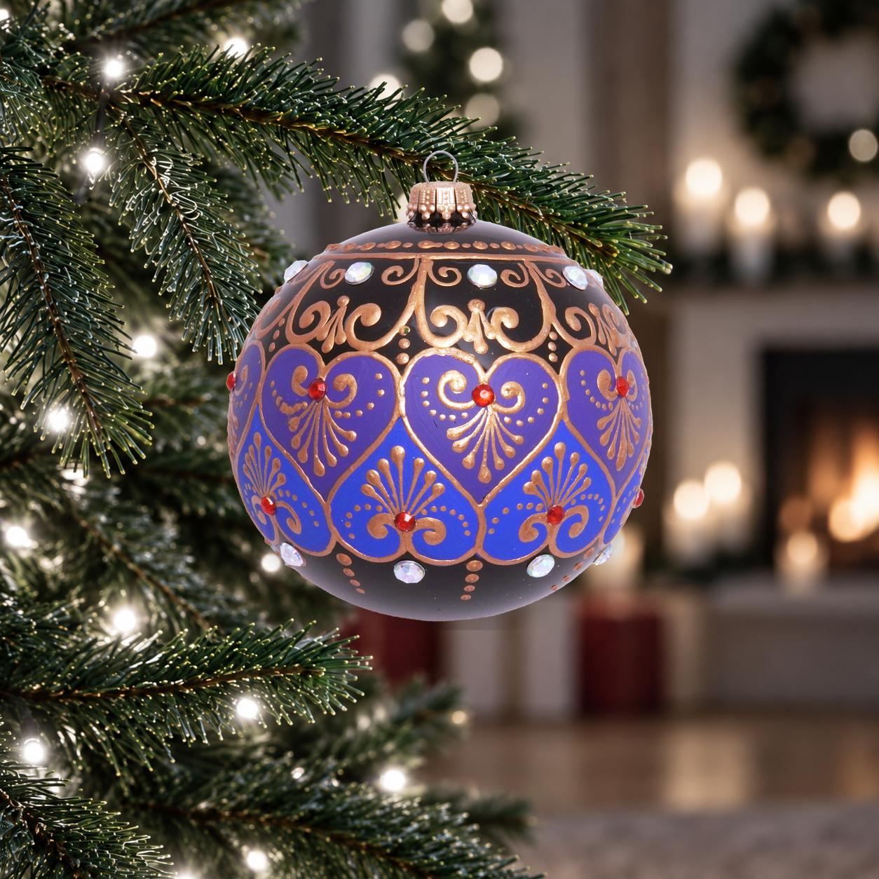 Weihnachtskugel Byzantinisch Schwarz 10cm