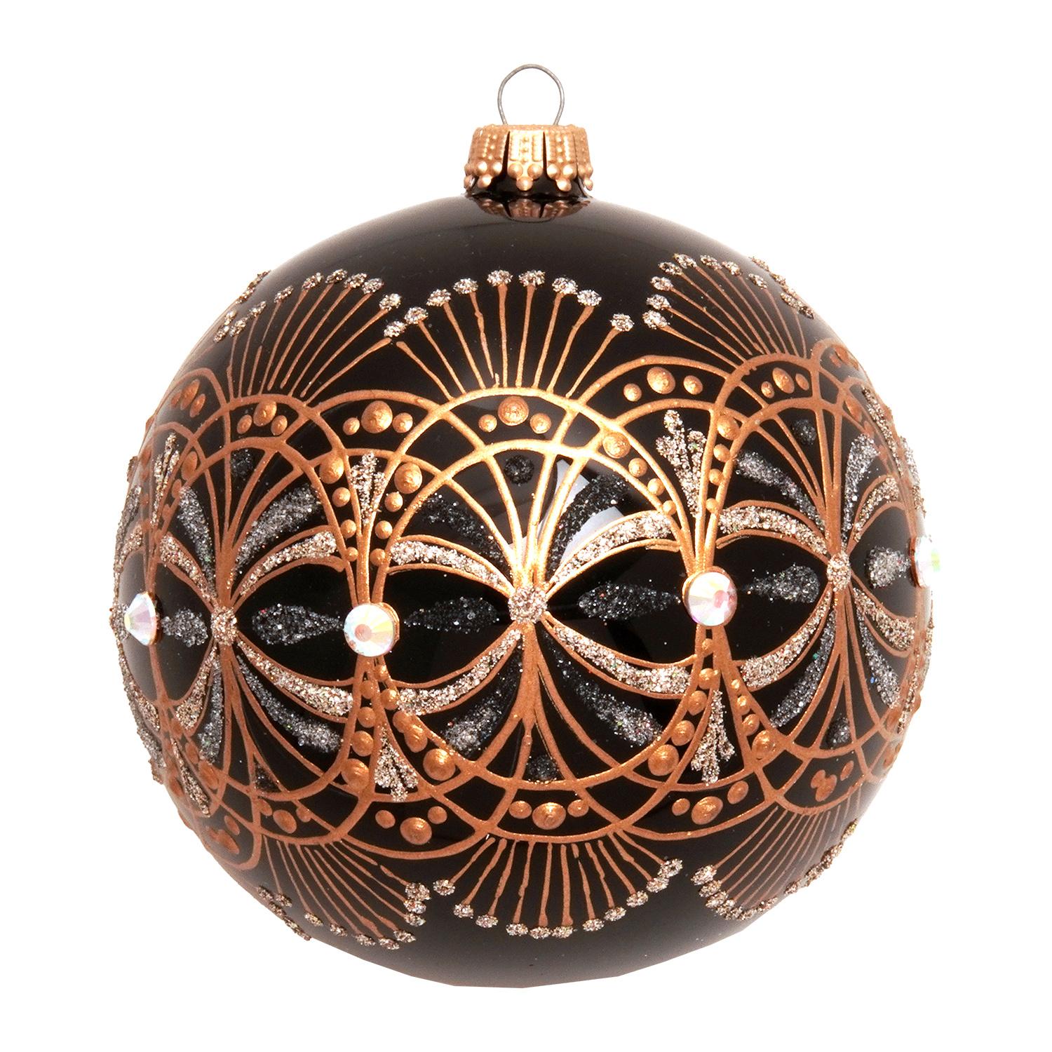 Weihnachtskugel Jugendstil Schwarz 10cm