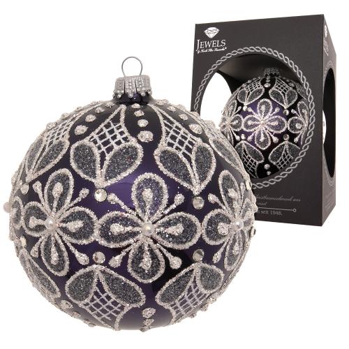 Weihnachtskugel Stickoptik Schwarz 8cm