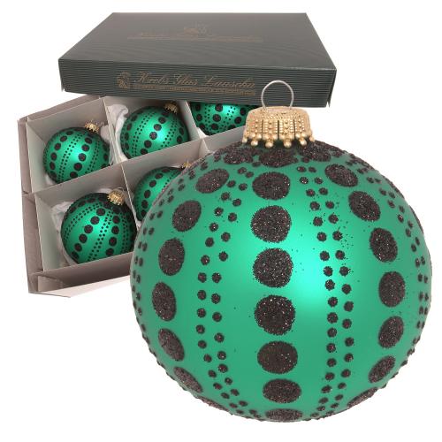 Kugeln Dot Christmas, Weihnachtsgrn Satin, 8cm