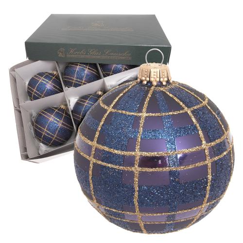 Kugeln Scottish Christmas, Blau Glanz, 8cm