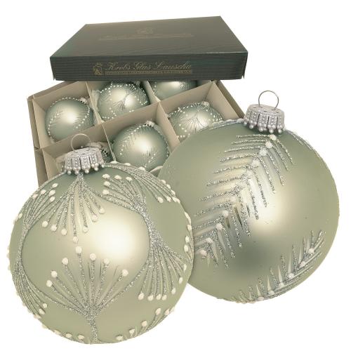 Weihnachtskugeln Frostige Zweige Gr�n 8cm