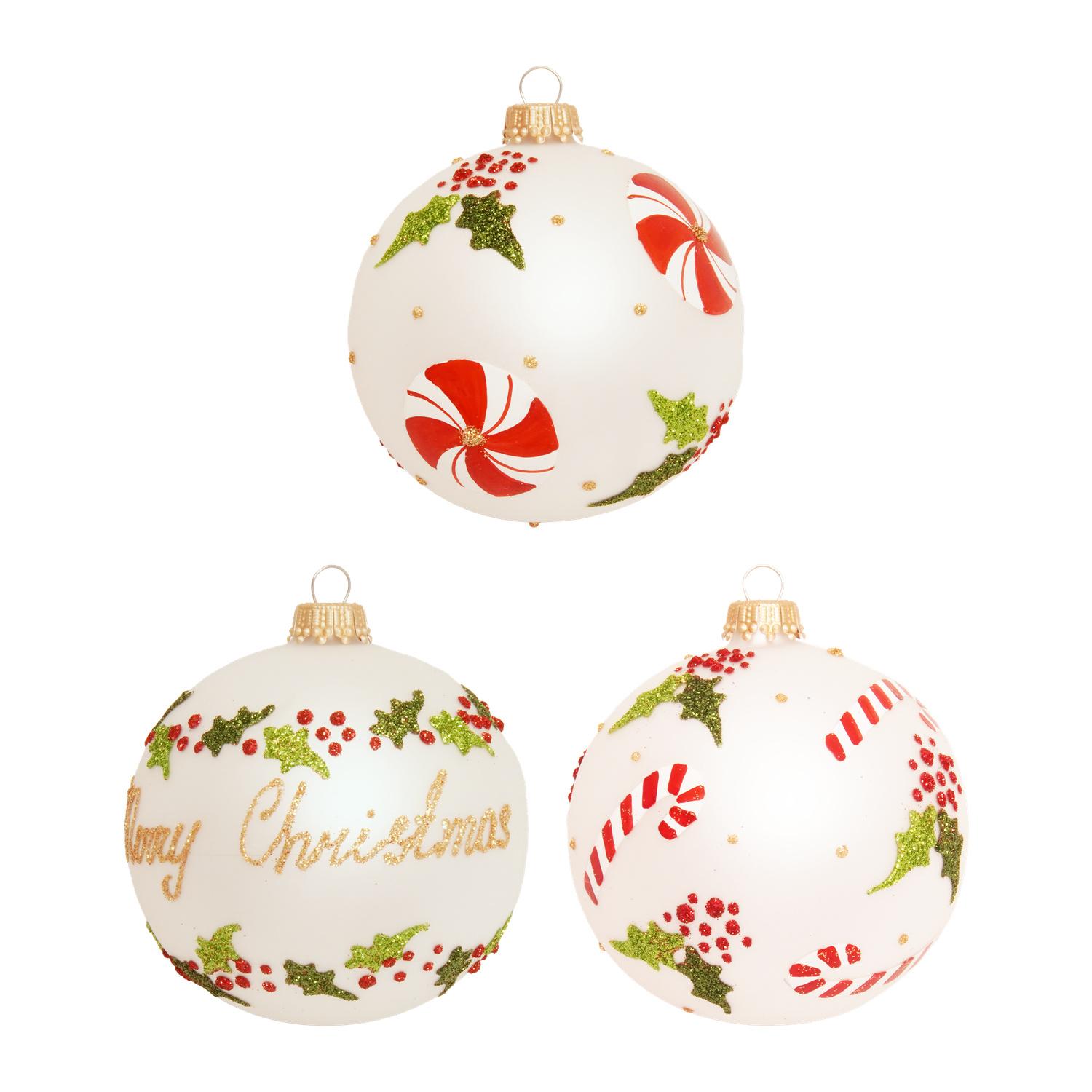 Weihnachtskugeln Merry Christmas Silberfarbig 8cm