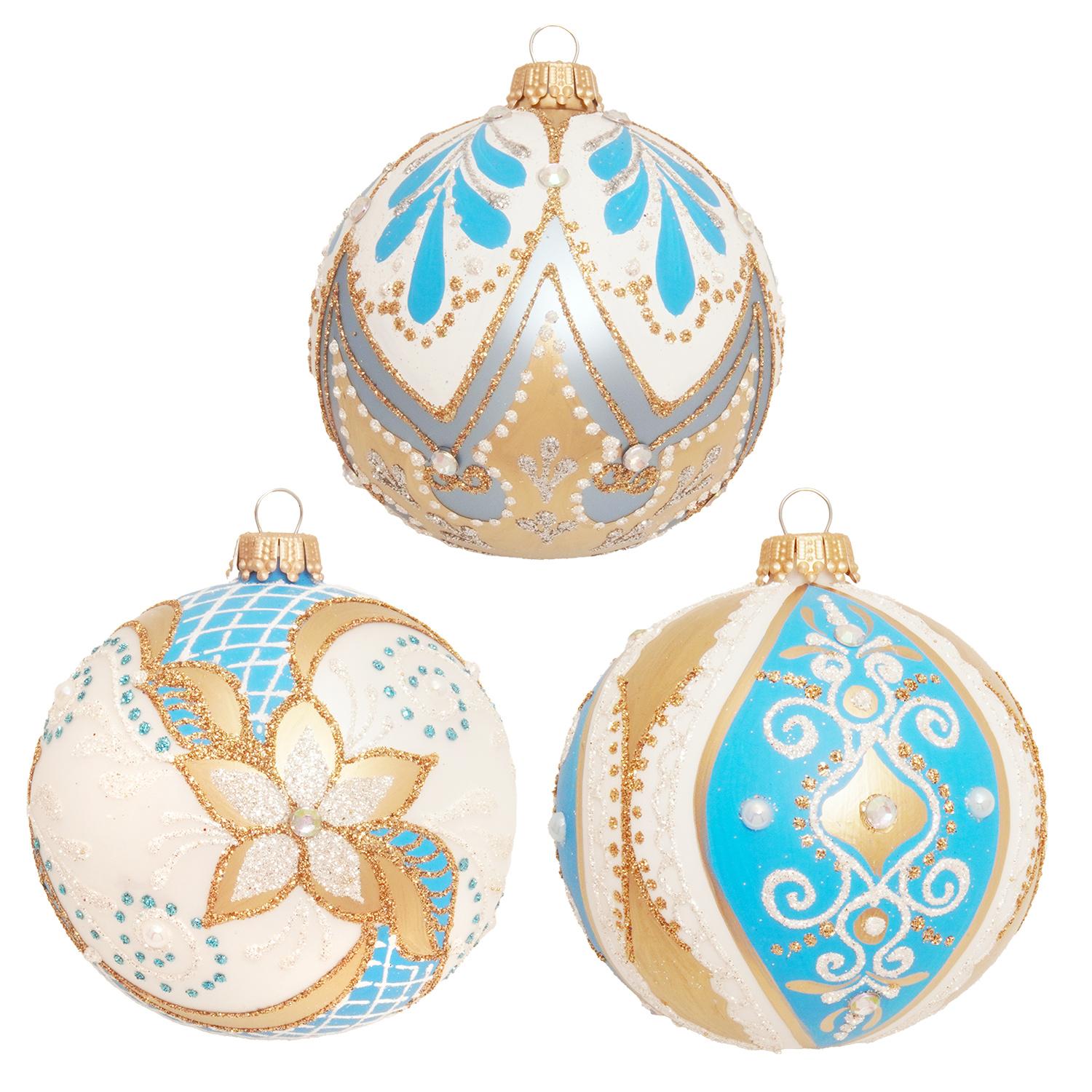 Weihnachtskugeln Barock Wei� 8cm