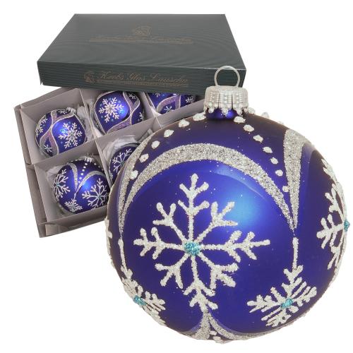 Kugeln Schneeflocke, Knigsblau Satin, 8cm