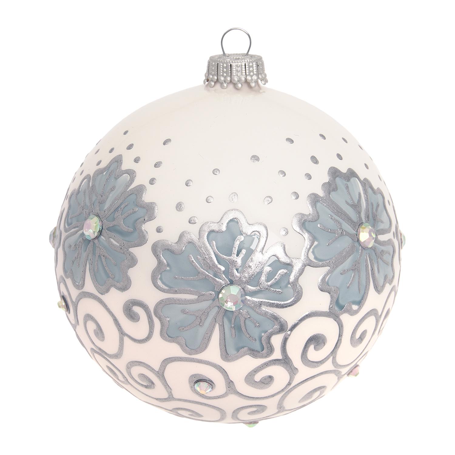 Weihnachtskugeln Blumen und Wirbel Wei� 10cm