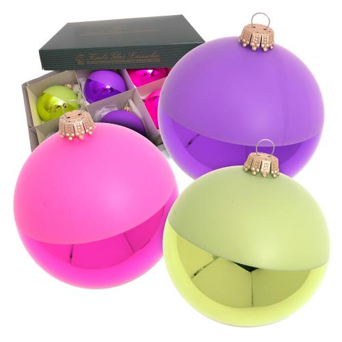 Kugeln Pink, Grn & Violet Glanz/Satin, 8cm