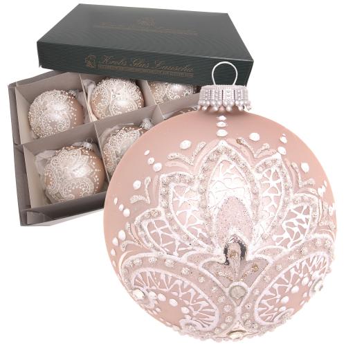 Weihnachtskugeln Stickoptik Rosa 8cm