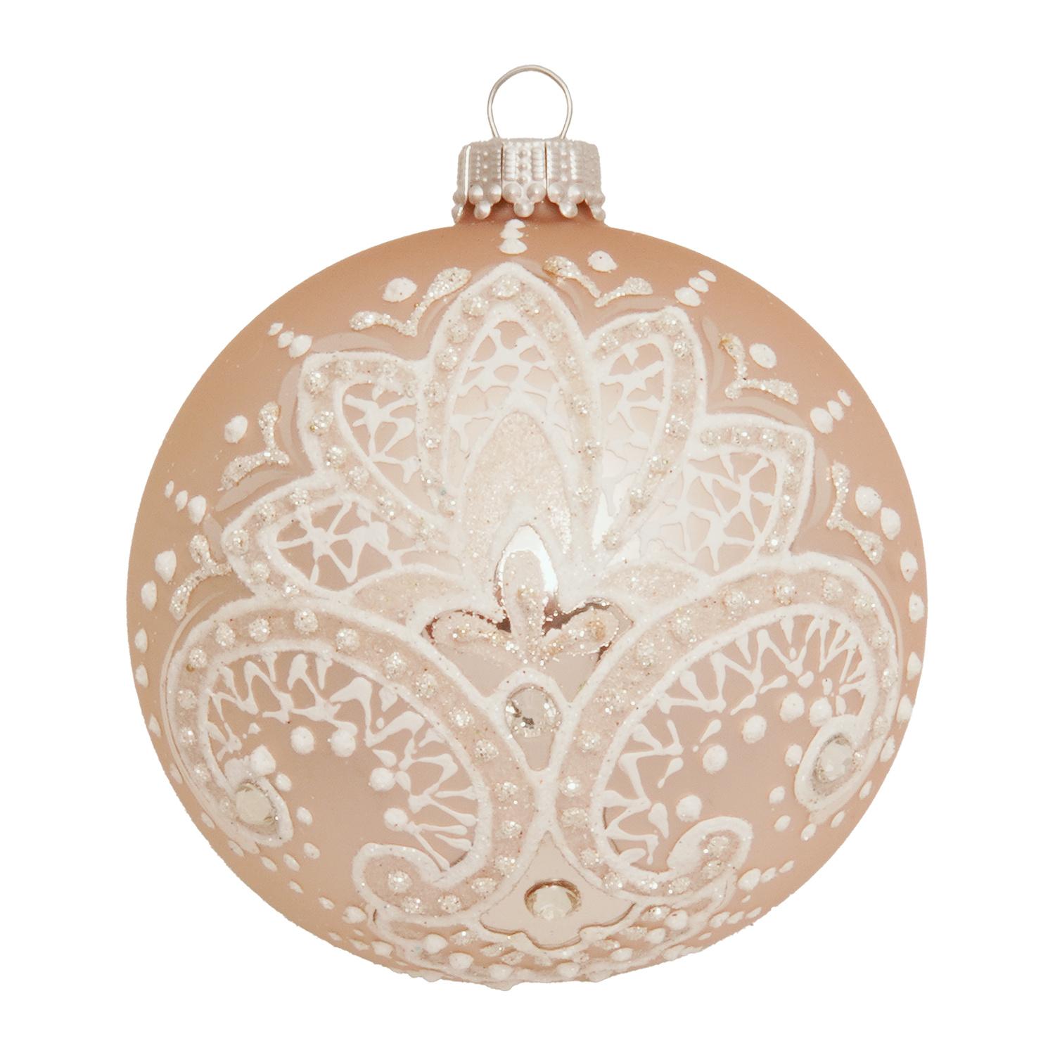 Weihnachtskugeln Stickoptik Rosa 8cm