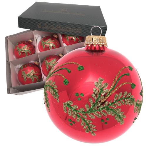 Weihnachtskugeln Zweige Rot 8cm