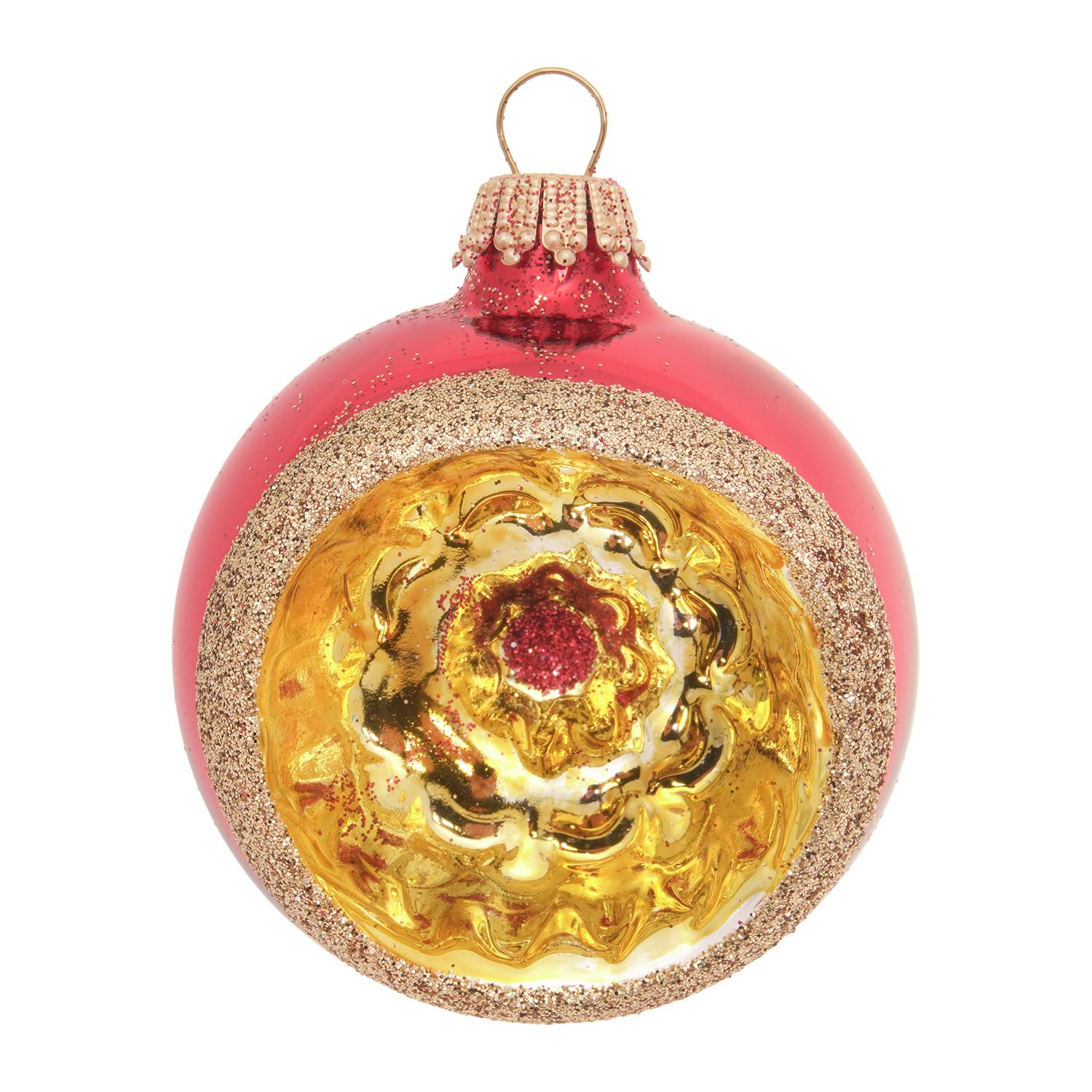 Weihnachtskugeln Reflex Gold Glitter Rot 6cm