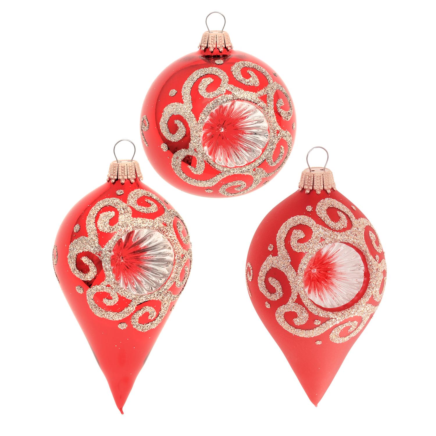 Weihnachtskugeln Reflex Swirl Rot 7cm