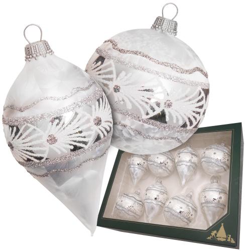 Weihnachtskugeln Eislack Glitter Dekor Wei 7cm
