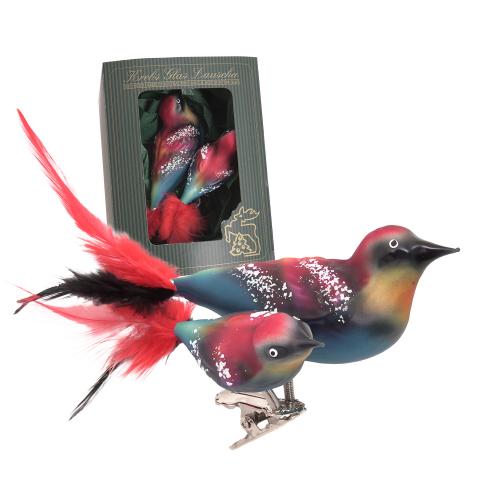 Doppelvogel Bienenfresser, Blau/Rot, 7cm