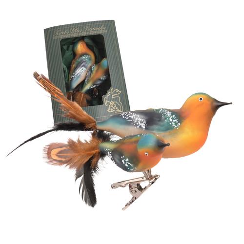 Doppelvogel Buchfink, Orange/Blau, 7cm