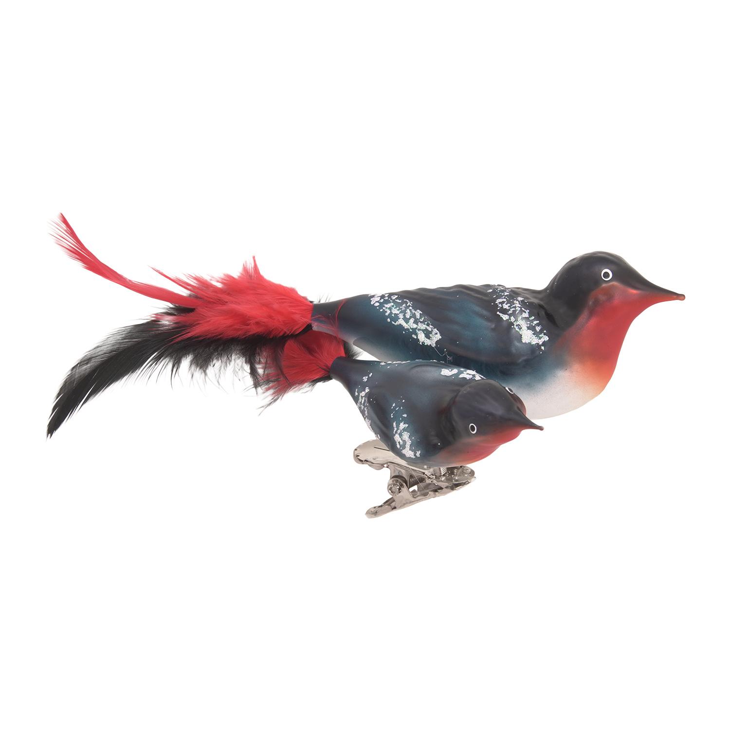 Baumschmuck Doppelvogel Dompfaff Rot 9cm