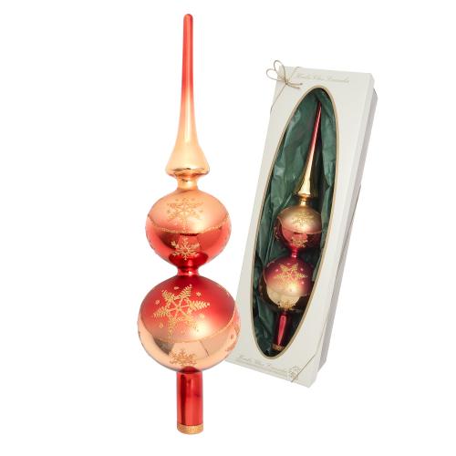 Doppelspitze Rot/Gold, Farbverlauf, dekoriert, 33cm