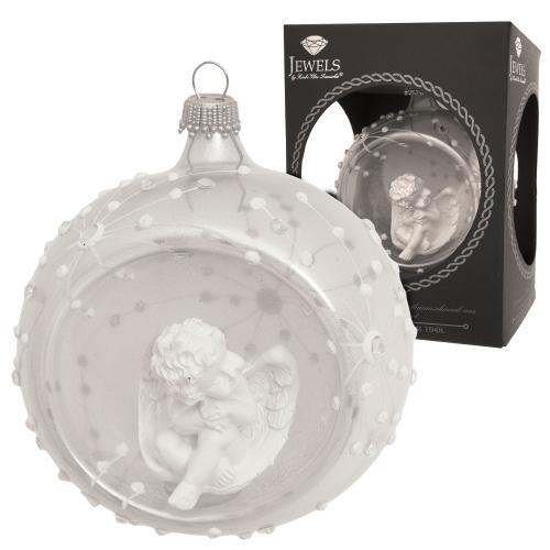 Weihnachtskugel Reflex mit Engel Wei 8cm