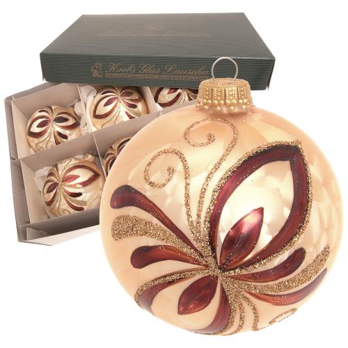 Kugeln mit Blte, Eislack Gold, 8cm