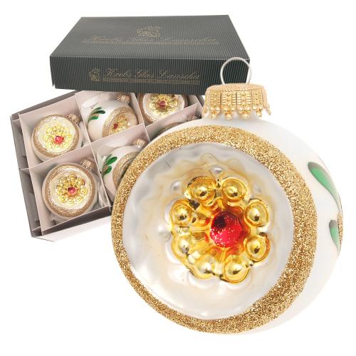 Weihnachtskugeln Reflex Gr�nes Blatt Silberfarbig 6cm