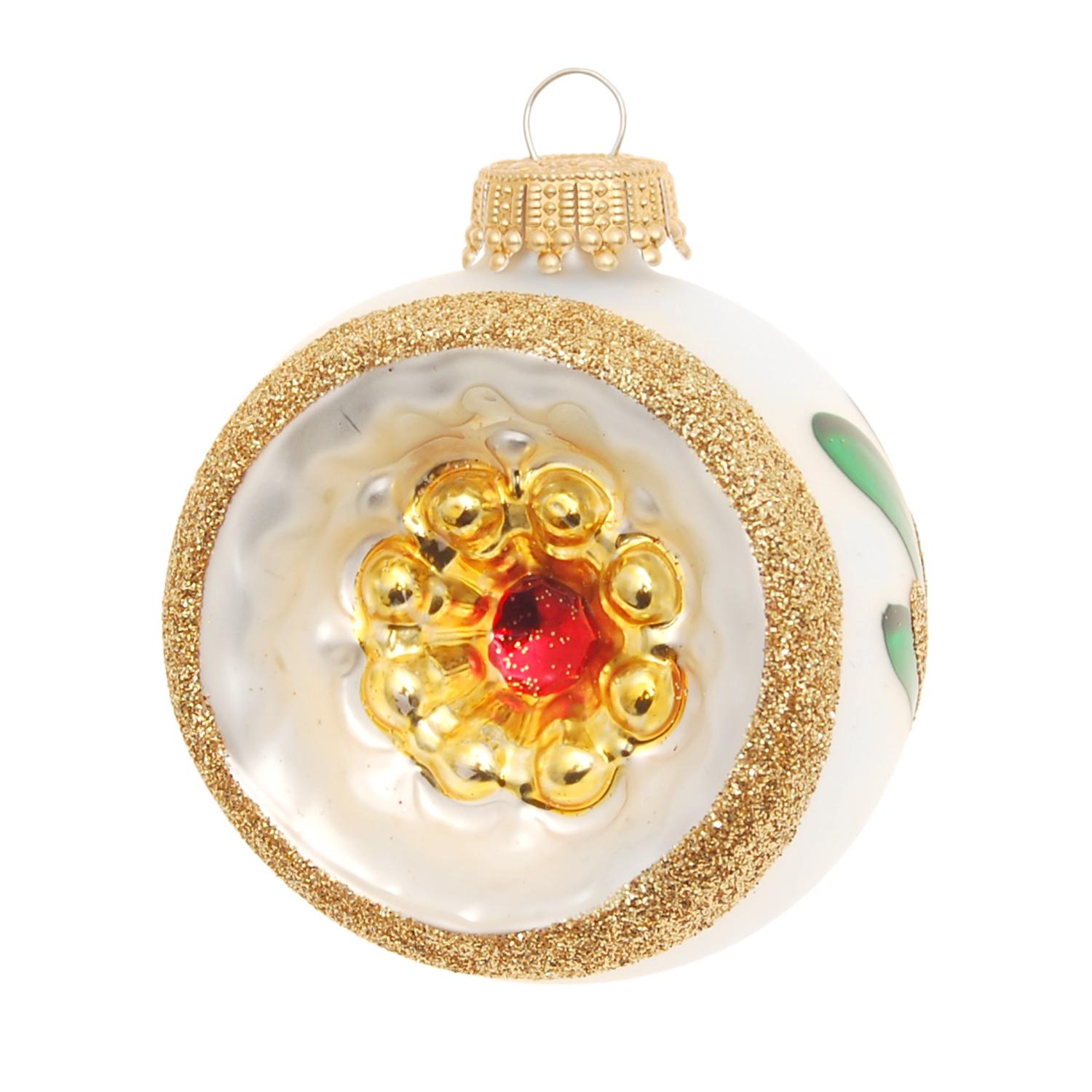 Weihnachtskugeln Reflex Gr�nes Blatt Silberfarbig 6cm