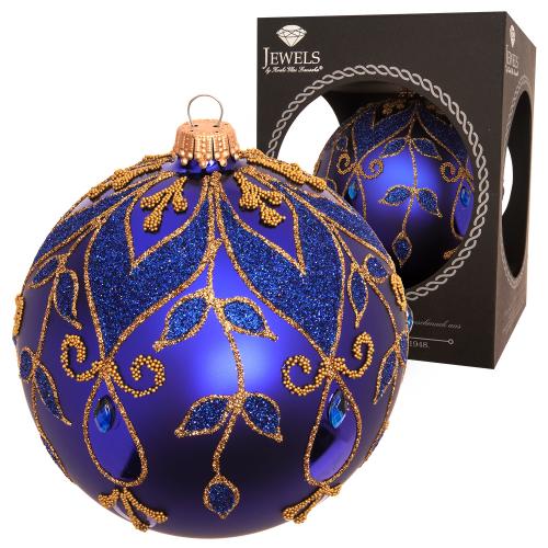 Weihnachtskugel Strassdesign Bltterranken Blau 10cm