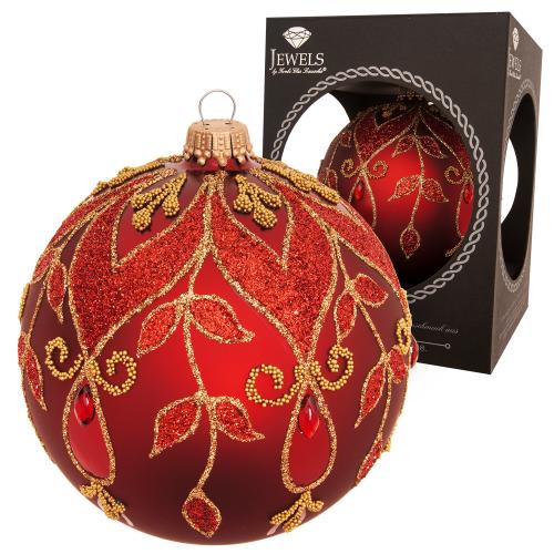 Weihnachtskugel Strassdesign Bltter Rot 10cm
