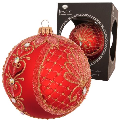 Weihnachtskugel Jugendstil Barock Rot 10cm