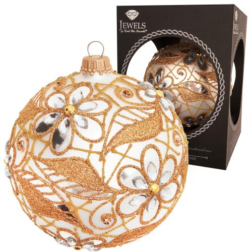 Weihnachtskugel Strassdesign silber 10cm