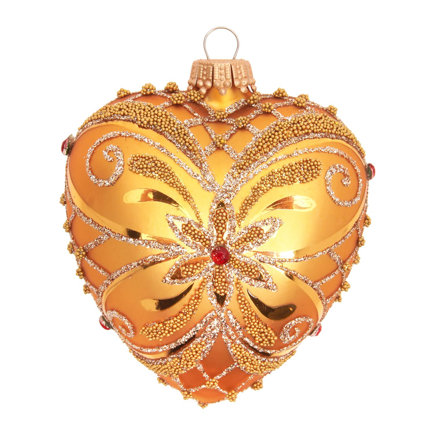 Baumschmuck Herz Strassdekor Goldfarbig 9cm