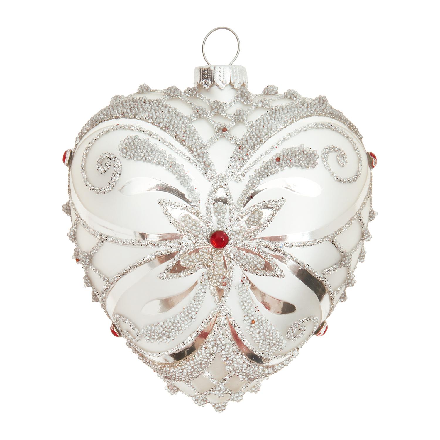 Baumschmuck Herz Strassdekor Silberfarbig 9cm