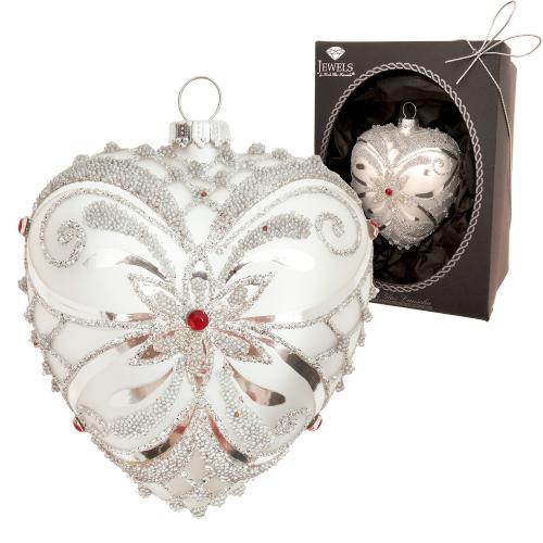 Baumschmuck Herz Strassdekor silber 10cm