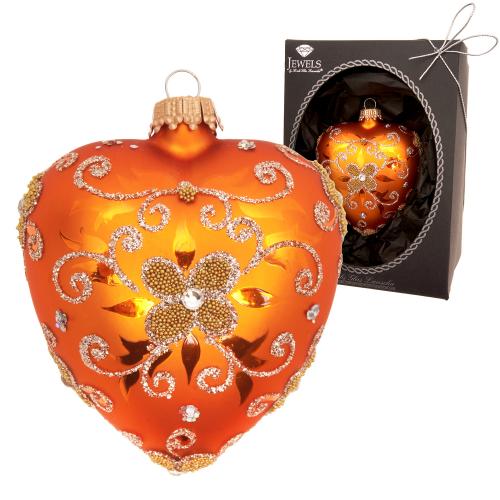 Baumschmuck Herz Strassdekor orange 10cm