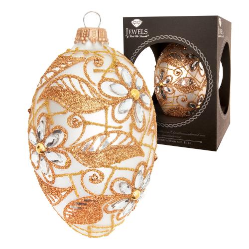Baumschmuck Ei-Strassdekor Blumen und Bltter Silberfarbig 10cm